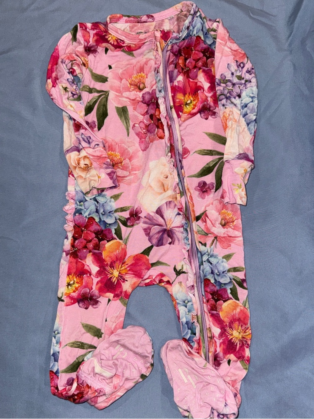 Posh Peanut Pink Floral Footed One-Piece